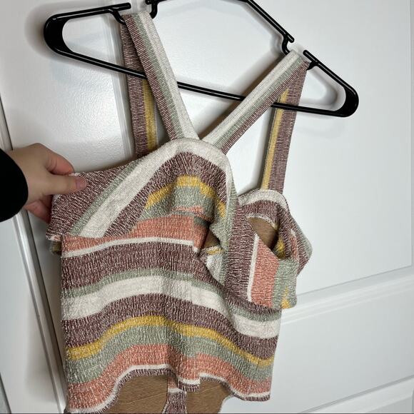 Madewell Texture & Thread Stripe Ruffle Button Down Tie Tank Top Size XS - Picture 6 of 7